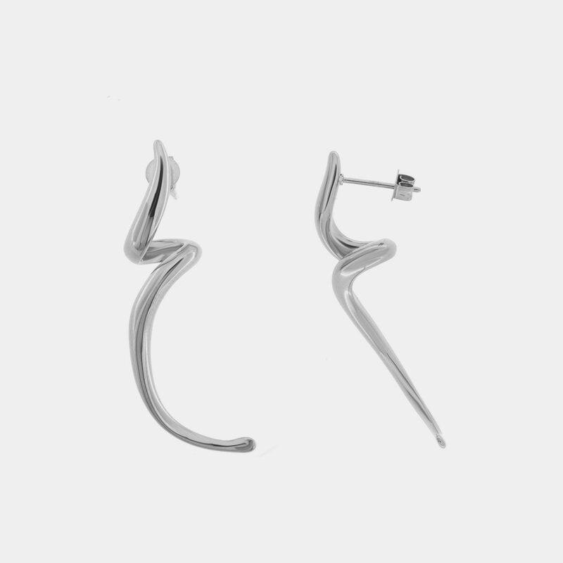 Orecchini in Acciaio forma irregolare liscio silver