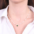Collana in Acciaio con giro di perle e cuore