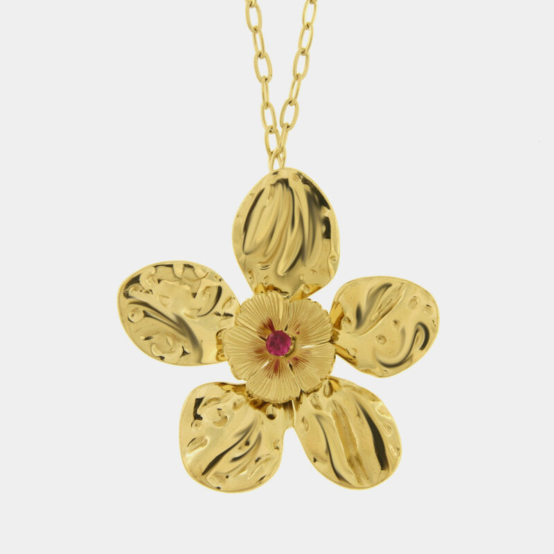 Collana in Acciaio fiore con petali grandi