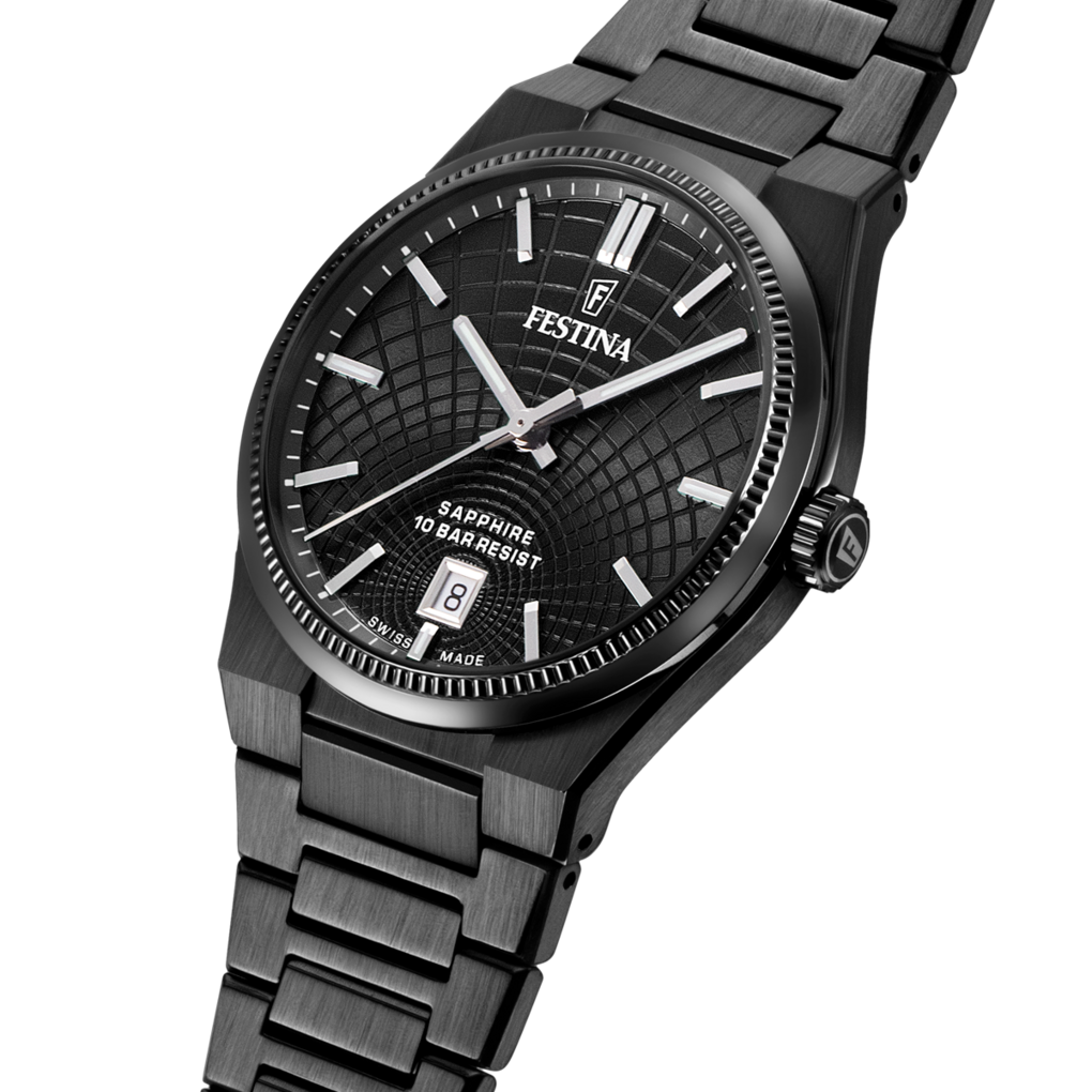 OROLOGIO FESTINA SWISS MADE NUEVA I-SIZE F20080/A NERO CINGHIA ACCIAIO INOSSIDABILE