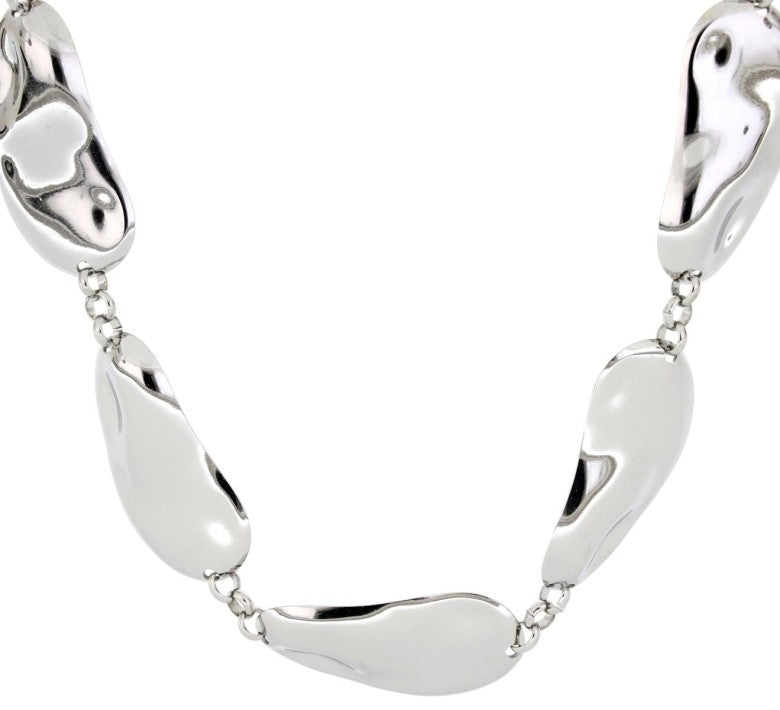 COLLANA IN ACCIAIO CON PLACCHE ORGANICHE FLUIDE