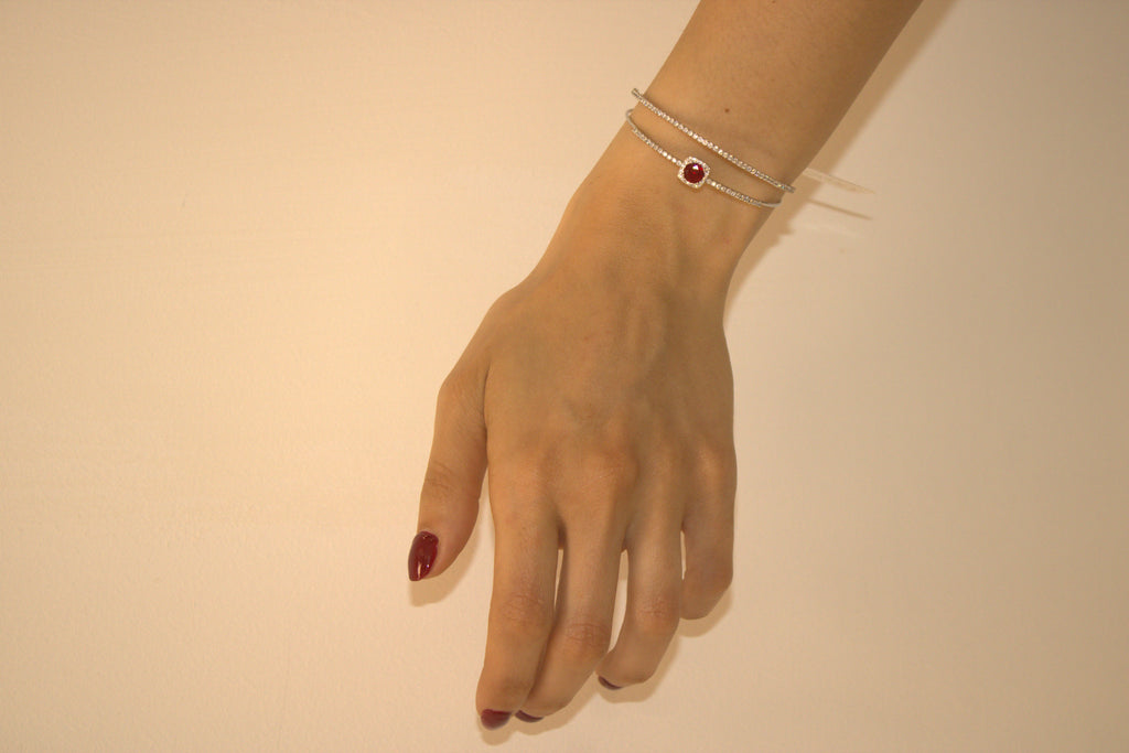 BRACCIALE IN ACCIAIO DOPPIO FILO DI LUCE CON PIETRA