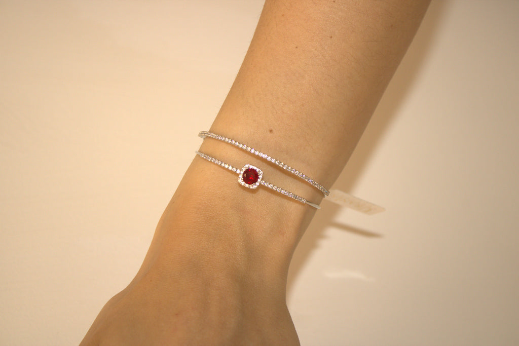 BRACCIALE IN ACCIAIO DOPPIO FILO DI LUCE CON PIETRA