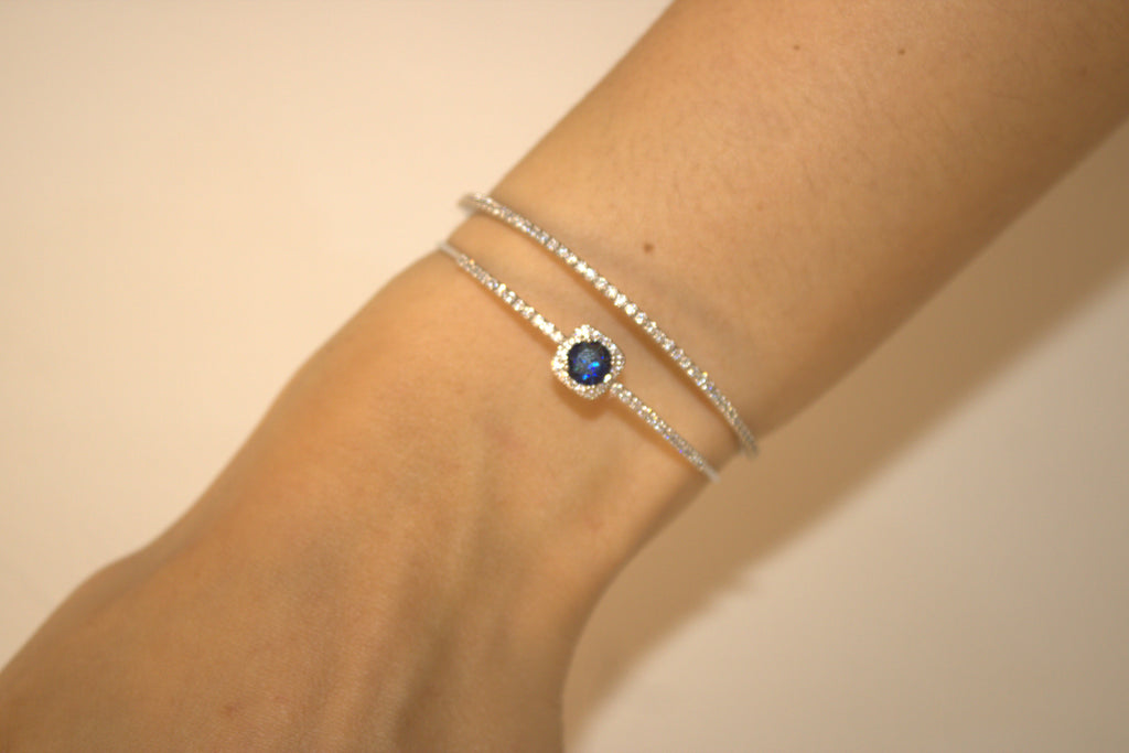 BRACCIALE IN ACCIAIO DOPPIO FILO DI LUCE CON PIETRA