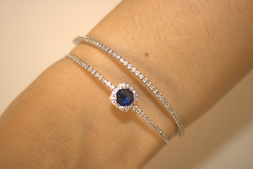 BRACCIALE IN ACCIAIO DOPPIO FILO DI LUCE CON PIETRA