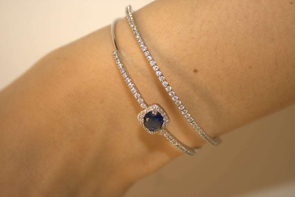 BRACCIALE IN ACCIAIO DOPPIO FILO DI LUCE CON PIETRA