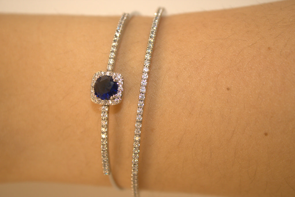 BRACCIALE IN ACCIAIO DOPPIO FILO DI LUCE CON PIETRA