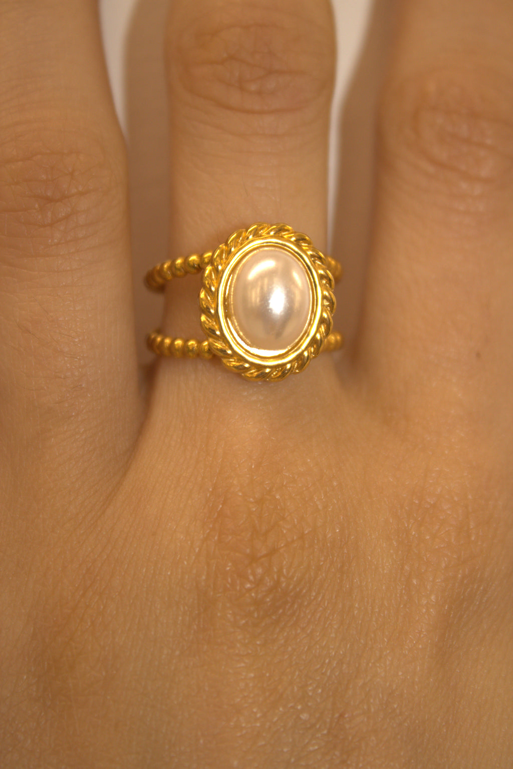 ANELLO IN ACCIAIO REGOLABILE PERLA VINTAGE