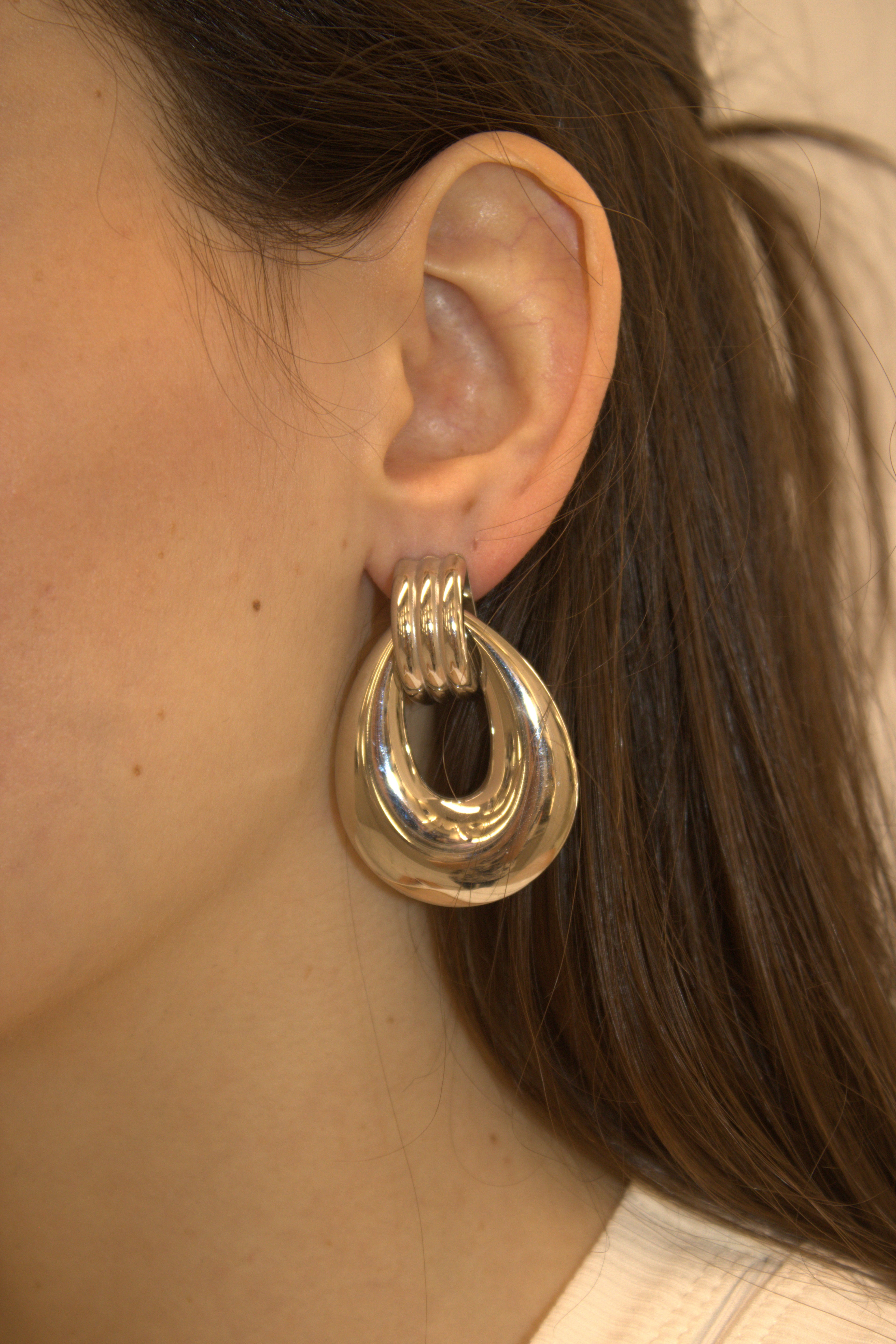 ORECCHINI IN ACCIAIO PENDENTI VINTAGE CHARM A GOCCIA INTRECCIATA