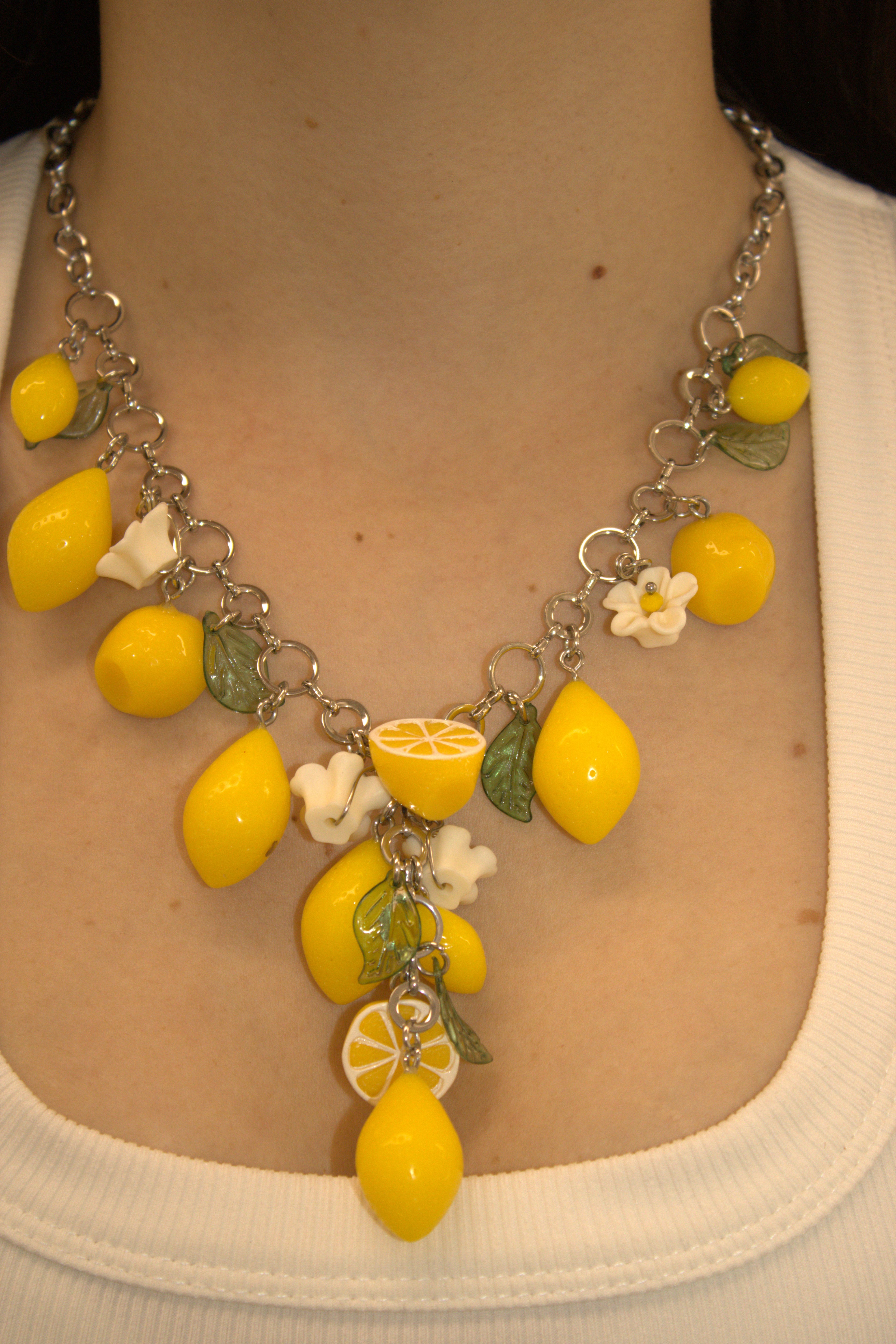 COLLANA IN ACCIAIO CHARMS AMALFI COAST CON LIMONI E ZAGARA