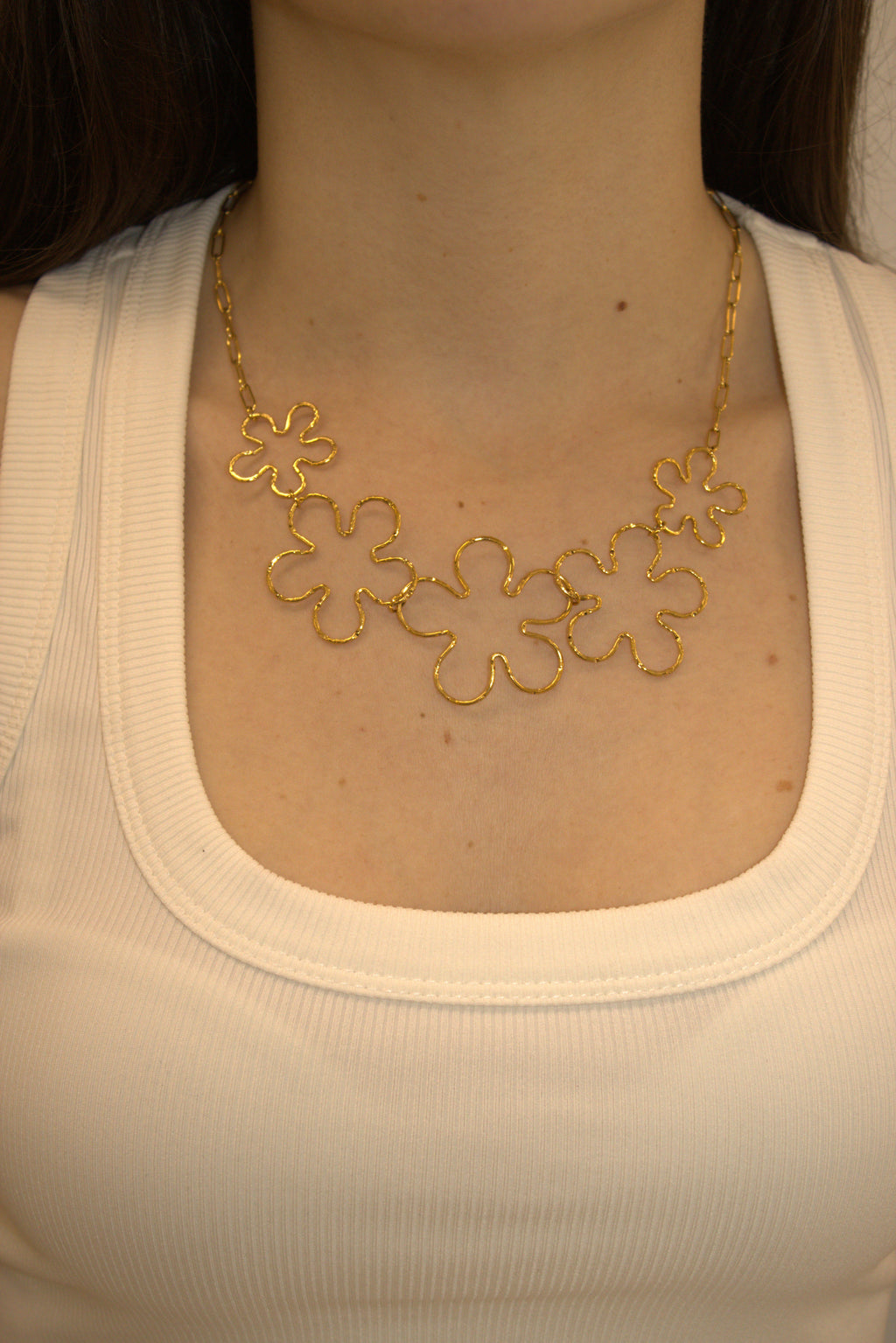 COLLANA IN ACCIAIO CON FIORI