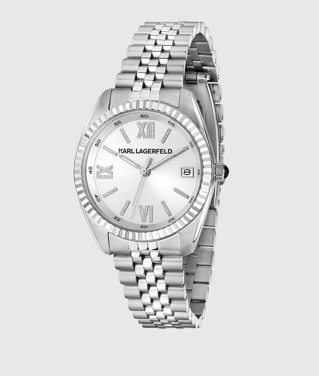 Orologio tondo argento con logo