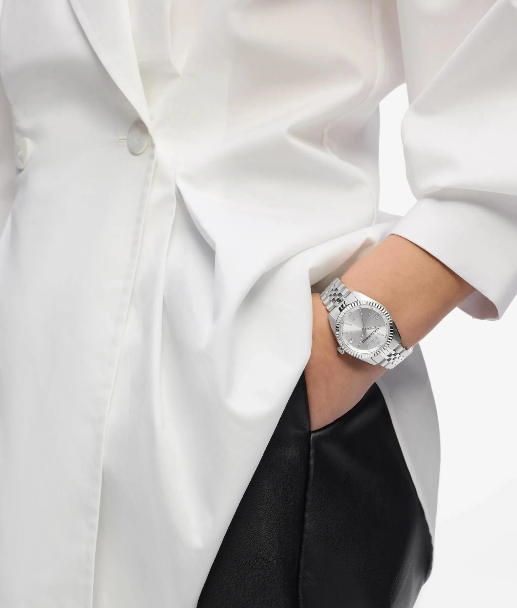 Orologio tondo argento con logo