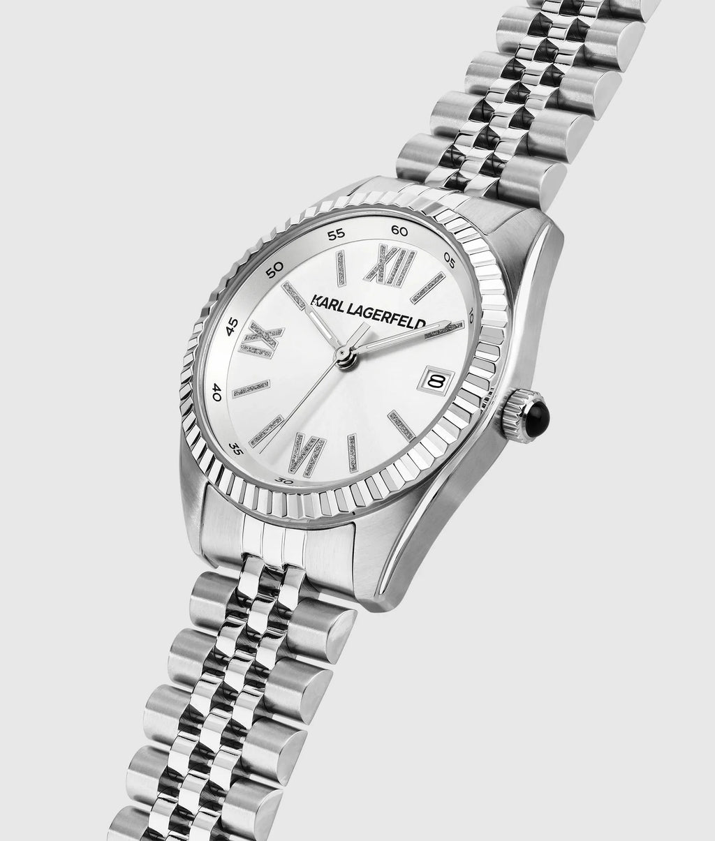 Orologio tondo argento con logo