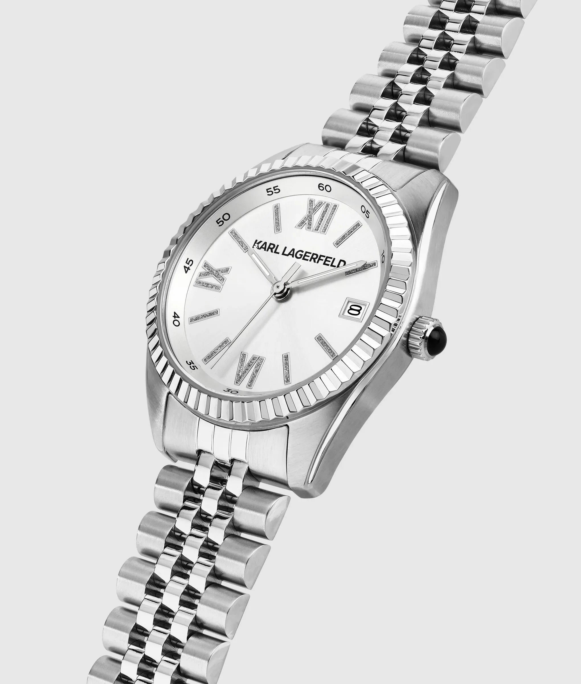 Orologio tondo argento con logo