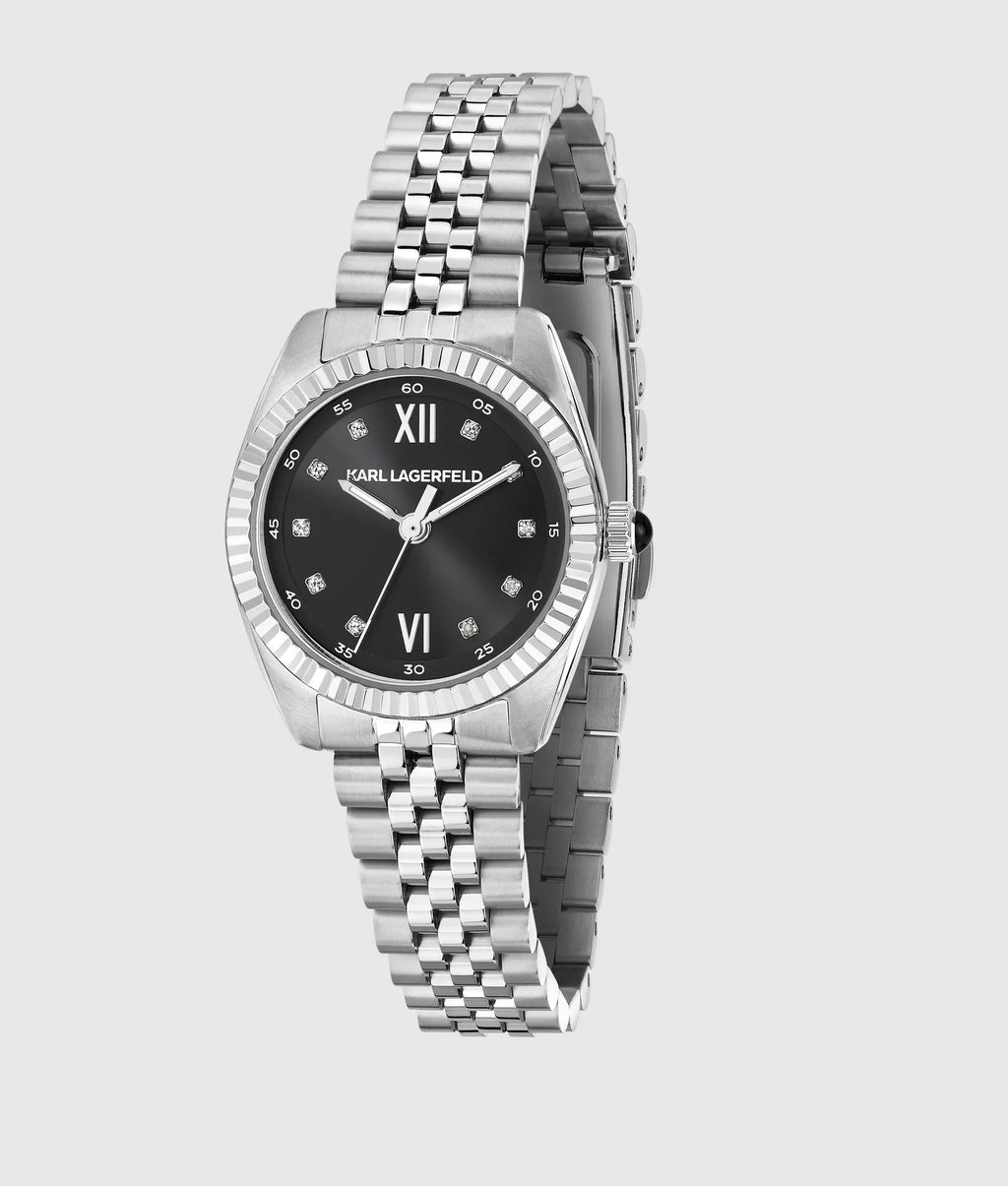 Orologio piccolo tondo argento con logo