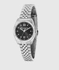 Orologio piccolo tondo argento con logo