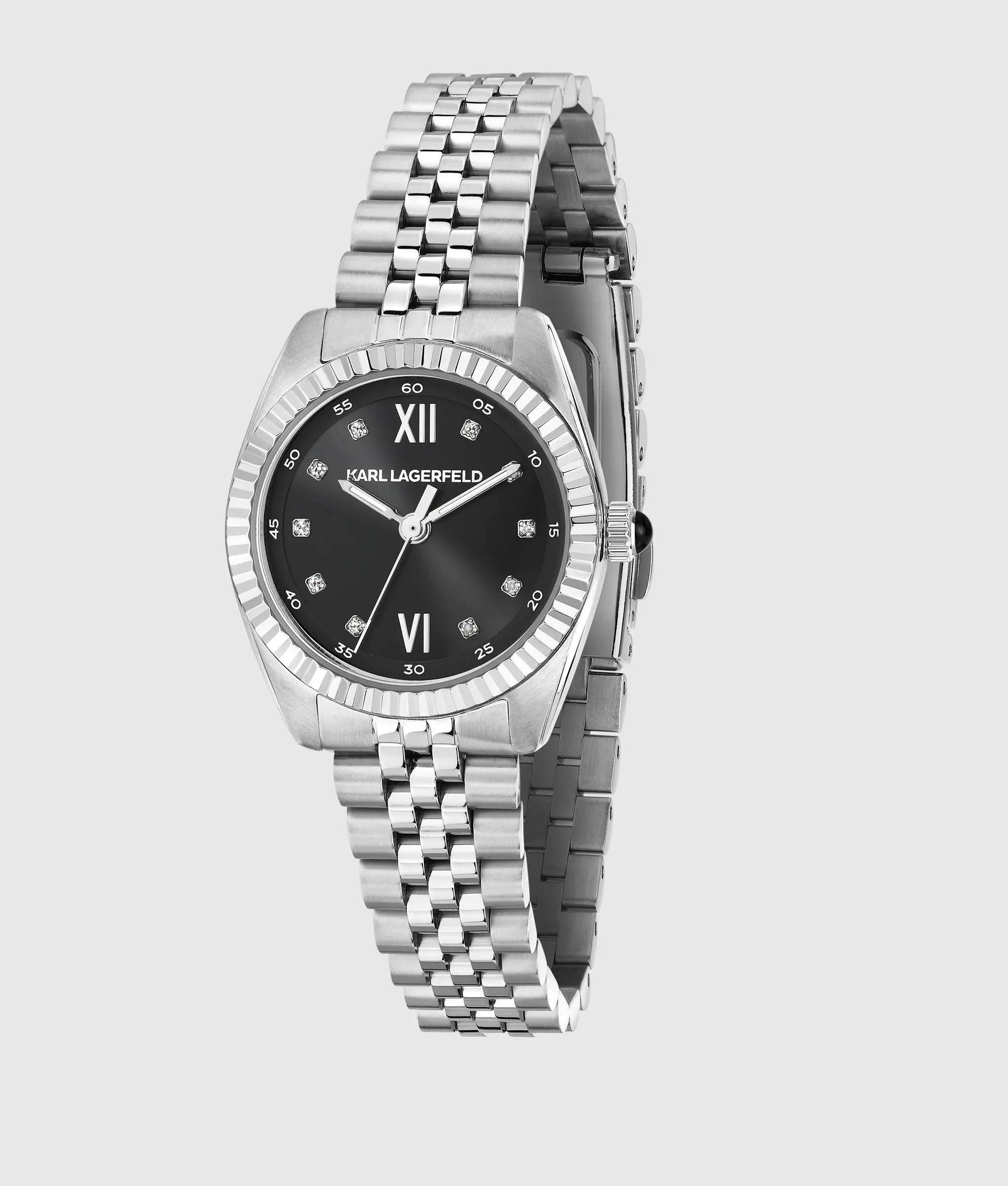 Orologio piccolo tondo argento con logo