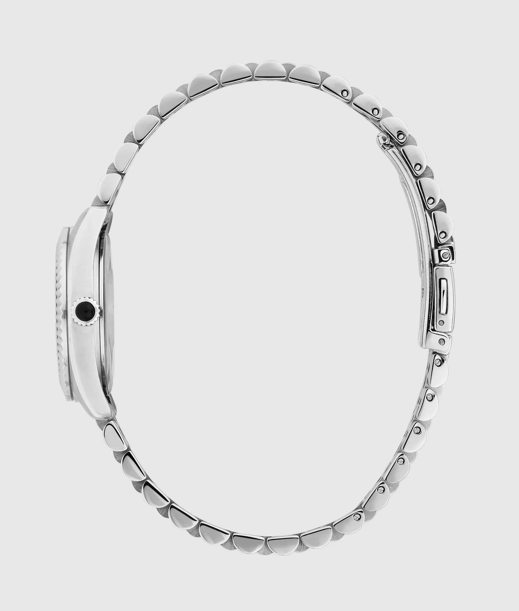 Orologio piccolo tondo argento con logo