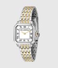 Orologio con logo quadrato in argento e oro