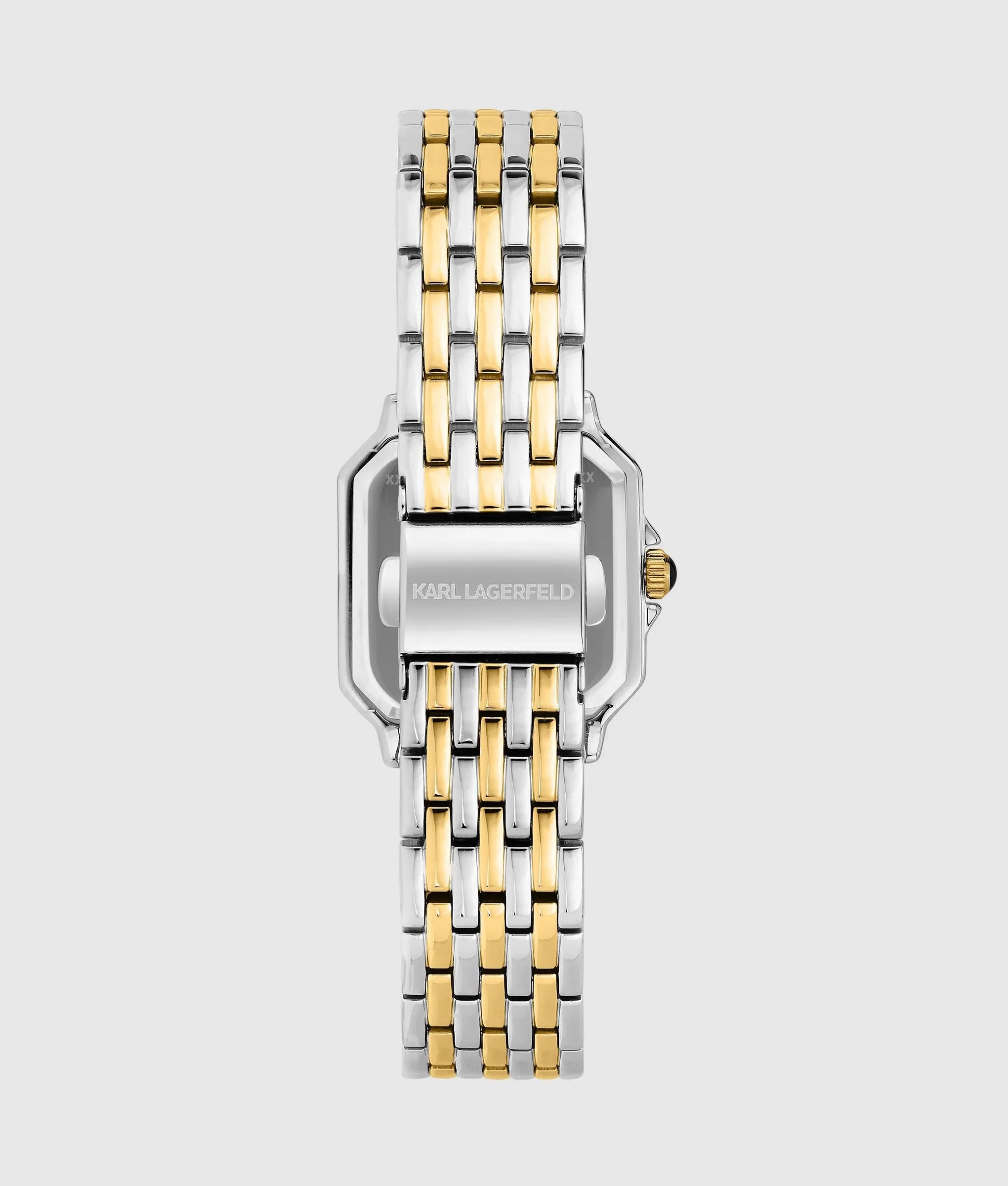 Orologio con logo quadrato in argento e oro