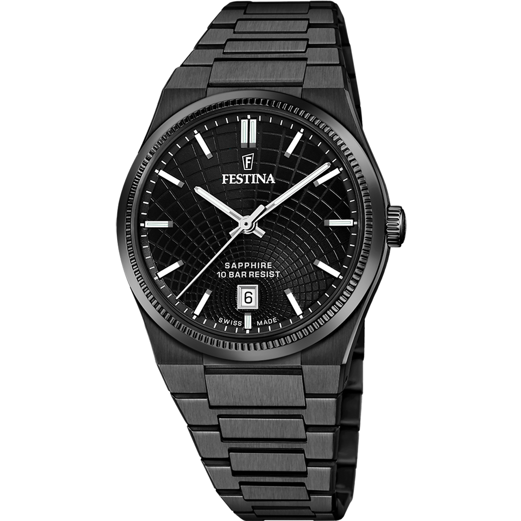 OROLOGIO FESTINA SWISS MADE NUEVA I-SIZE F20080/A NERO CINGHIA ACCIAIO INOSSIDABILE