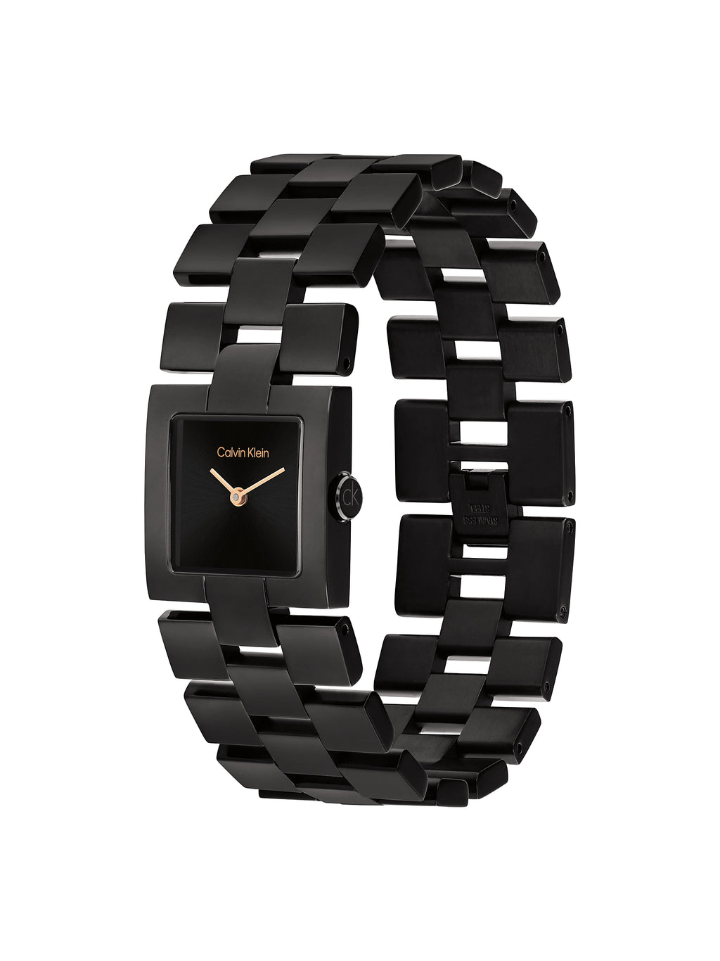 Orologio quadrato in acciaio placcato nero