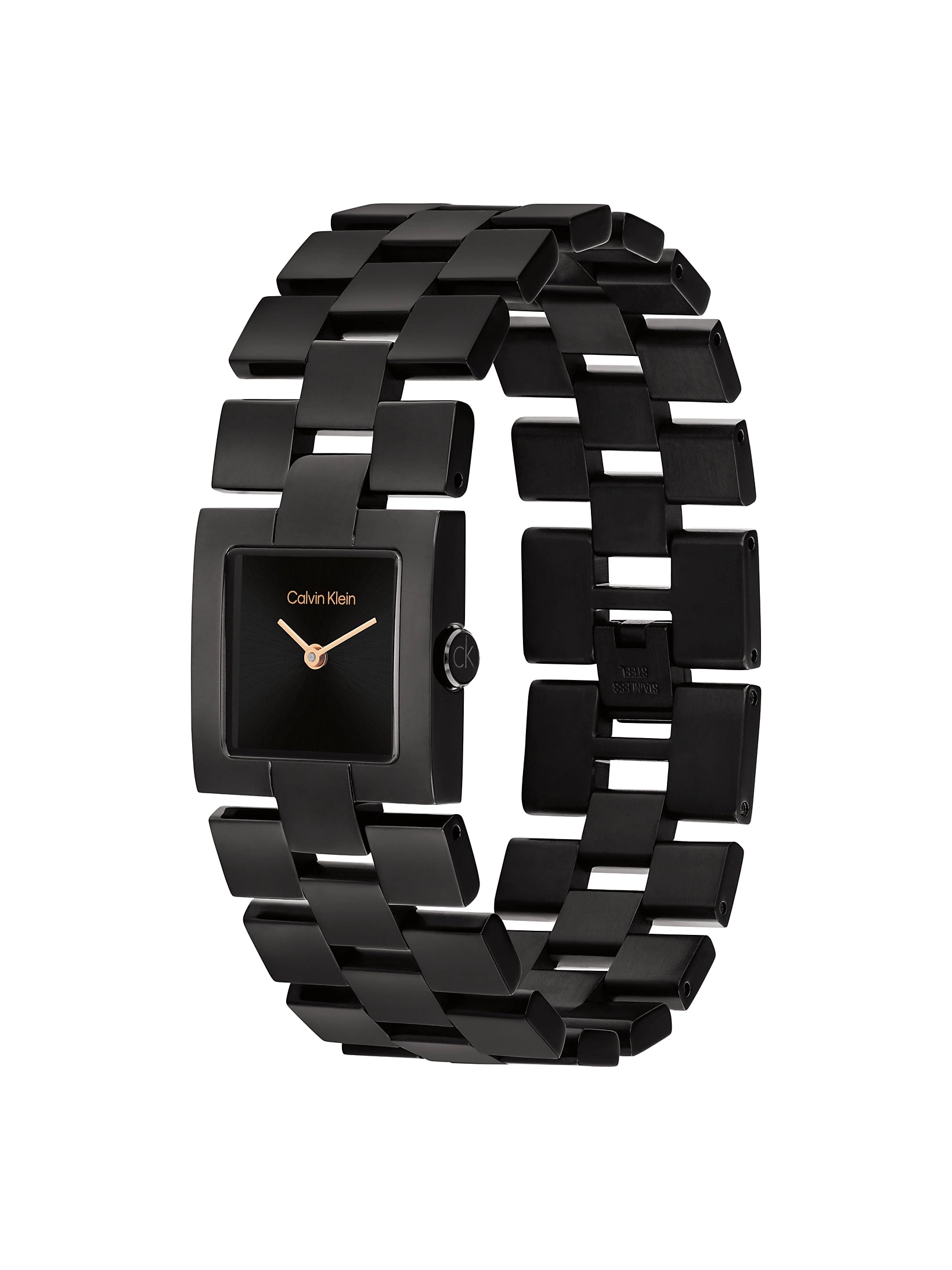 Orologio quadrato in acciaio placcato nero