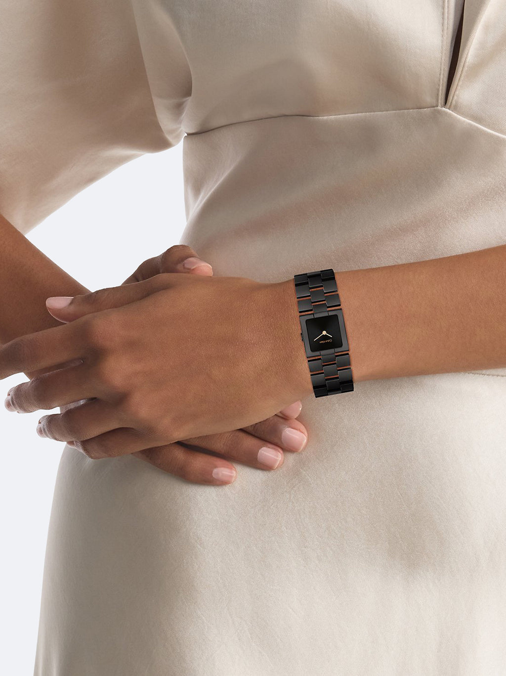 Orologio quadrato in acciaio placcato nero
