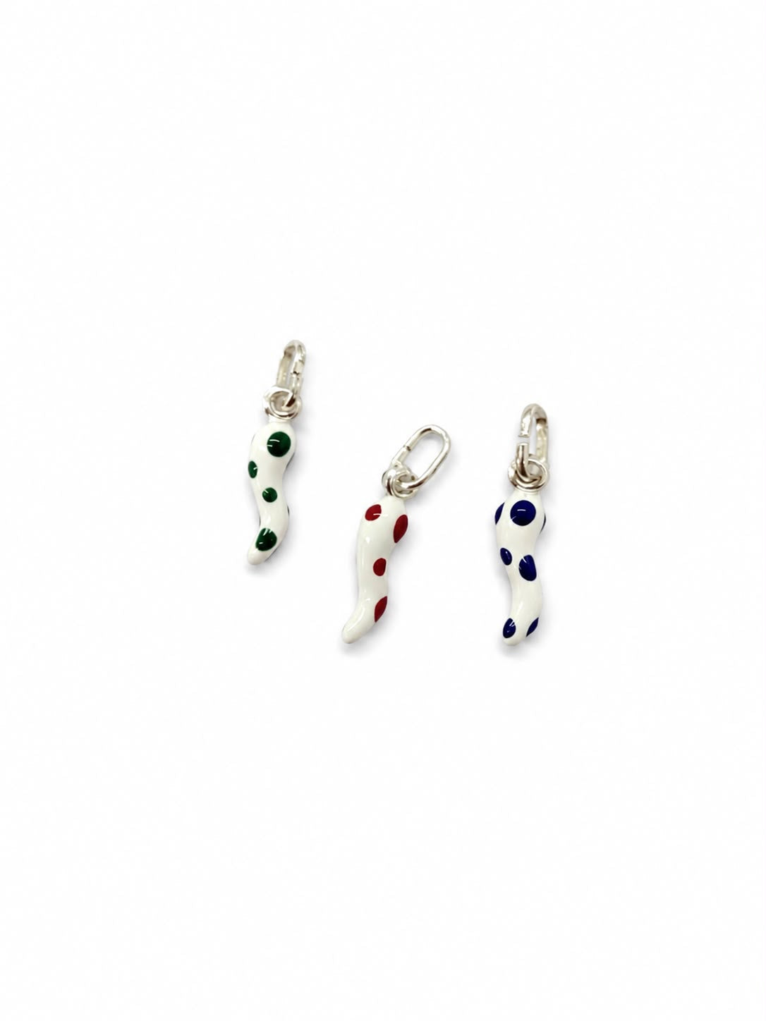 CORNETTO IN ARGENTO BIANCO CON POIS COLORATI