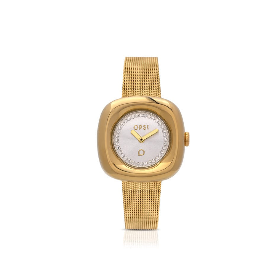 CURVY orologio con cassa e bracciale mesh in metallo