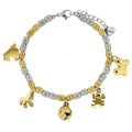 BRACCIALE IN ACCIAIO CON CHARM ANIMALI E CAMPANELLINO