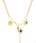 COLLANA IN ACCIAIO A CATENA CON CHARM SOLE E STELLE