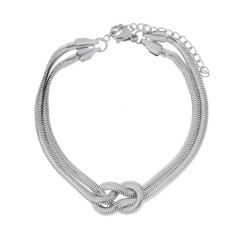 BRACCIALE IN ACCIAIO A DOPPIO FILO CON NODO CENTRALE
