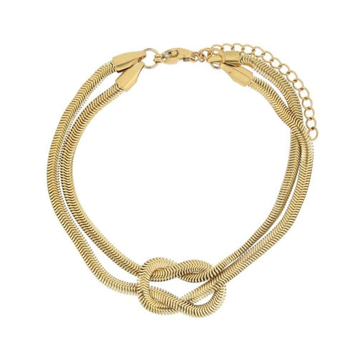 BRACCIALE IN ACCIAIO A DOPPIO FILO CON NODO CENTRALE