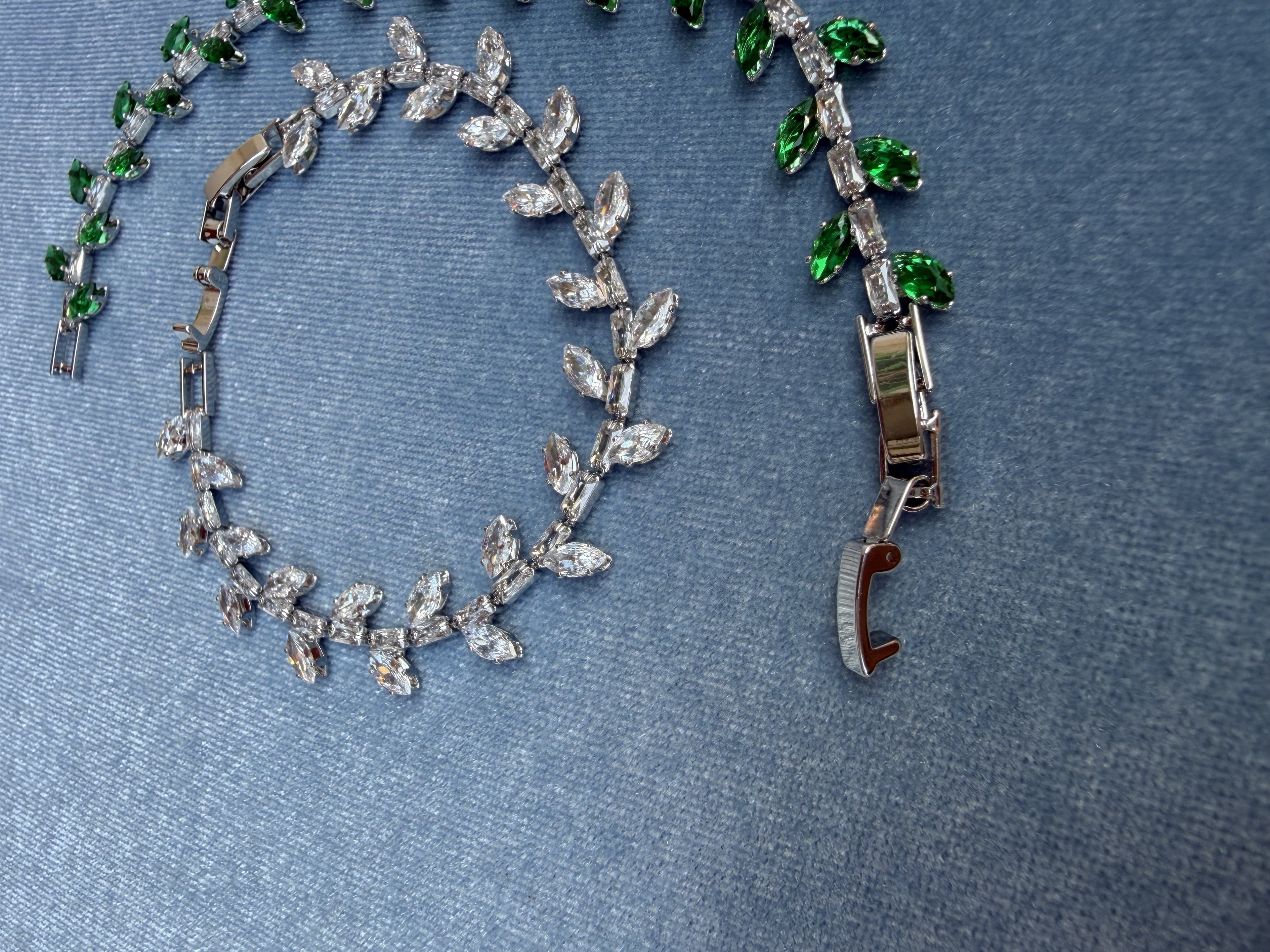 Bracciale tennis "fogliame" con zirconi marquise