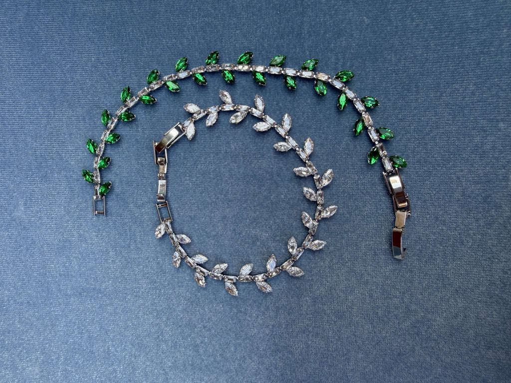 Bracciale tennis "fogliame" con zirconi marquise