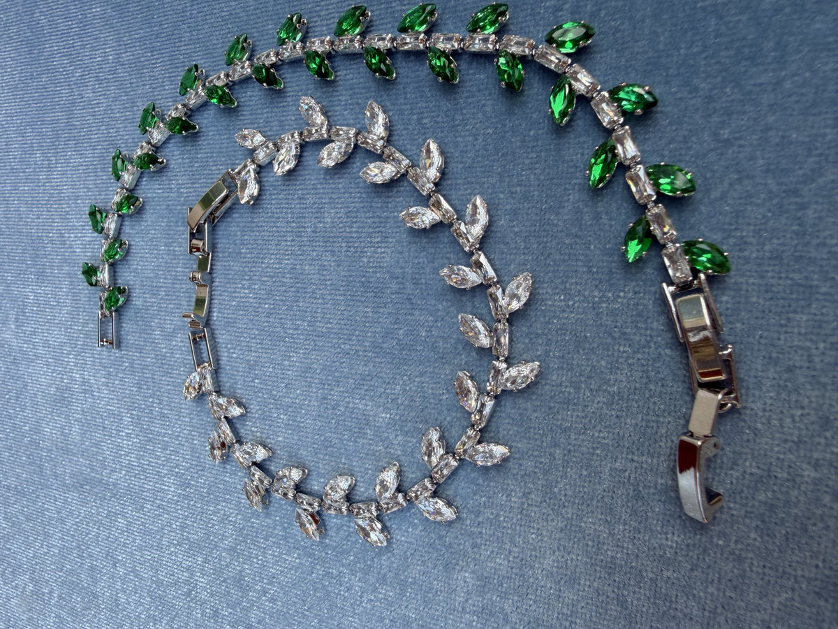 Bracciale tennis "fogliame" con zirconi marquise